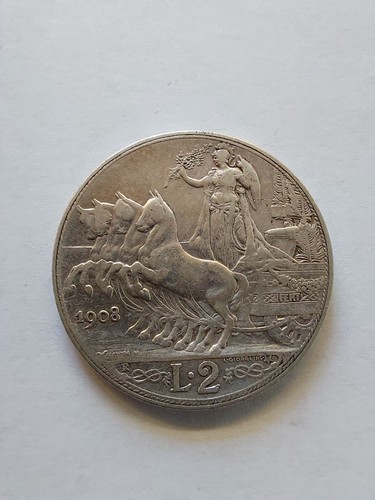 Italien lire 1908 quadriga - 2,