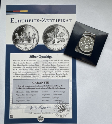 Silber gedenkprägung unze - gedenkprägung, 1/4